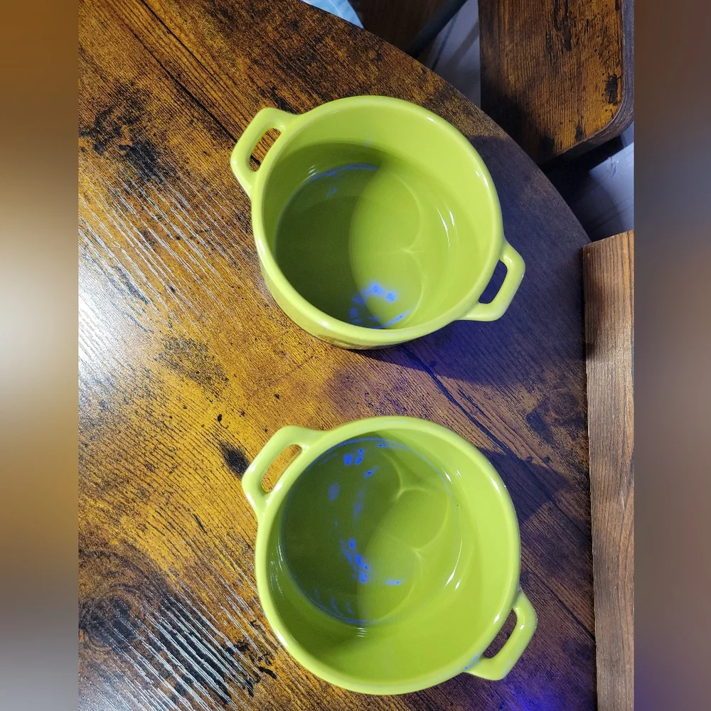 Bobby Flay Green/black stoneware Ramekins with Handles - Set of 2